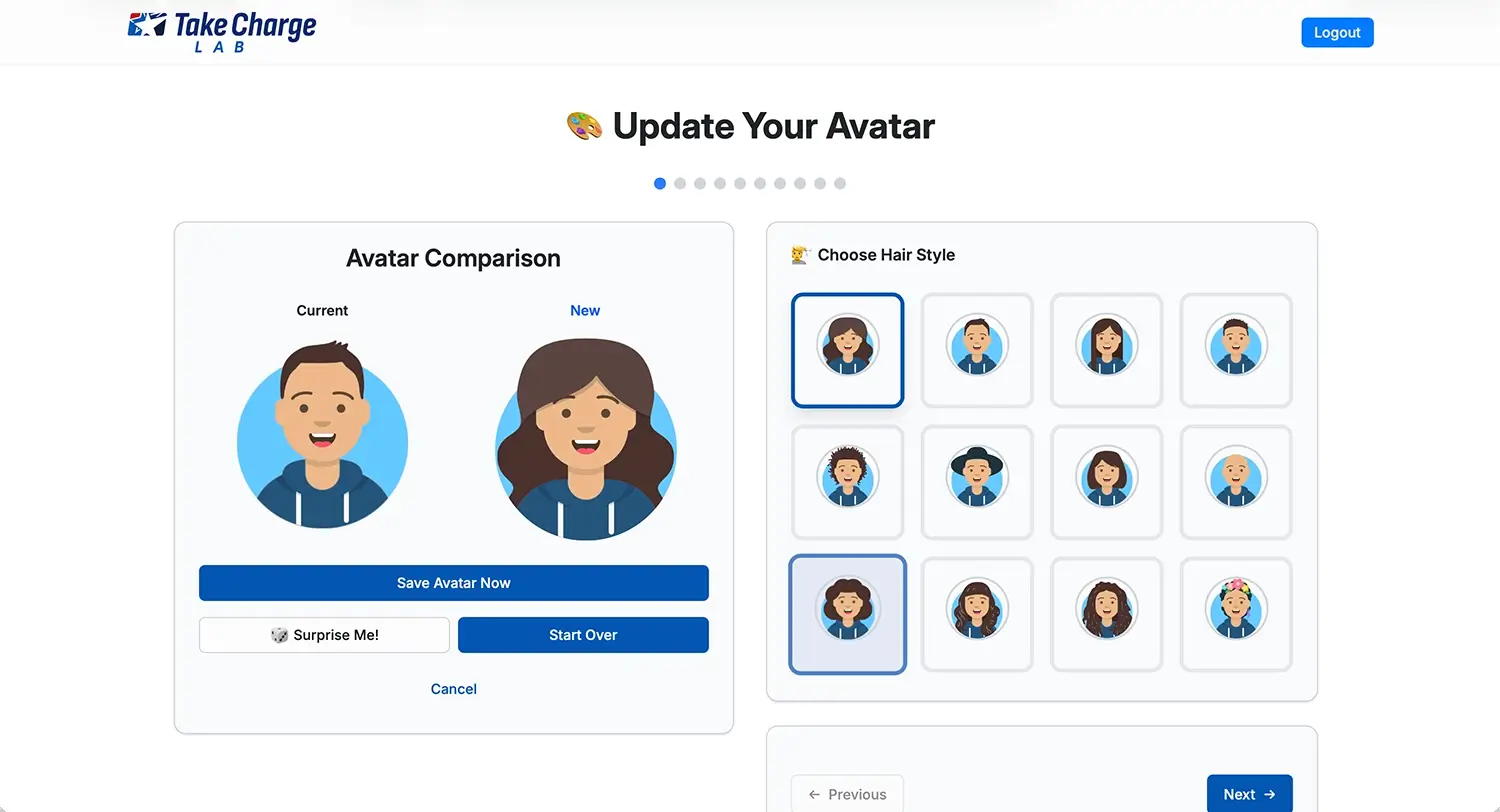 Take Charge Lab avatar builder